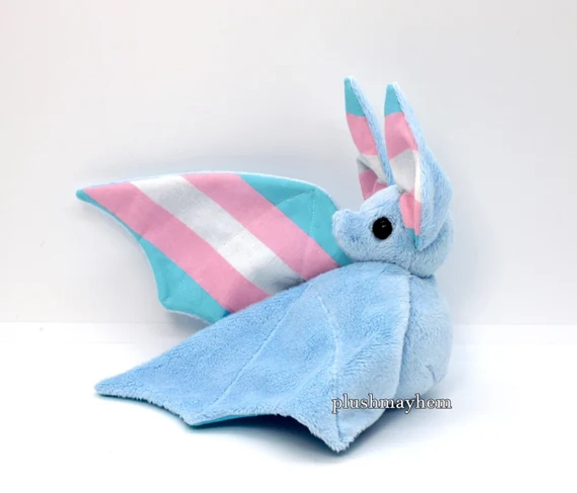 Handmade Blue Transgender Pride Bat Doll  - Made To Order LGBTQIA gift