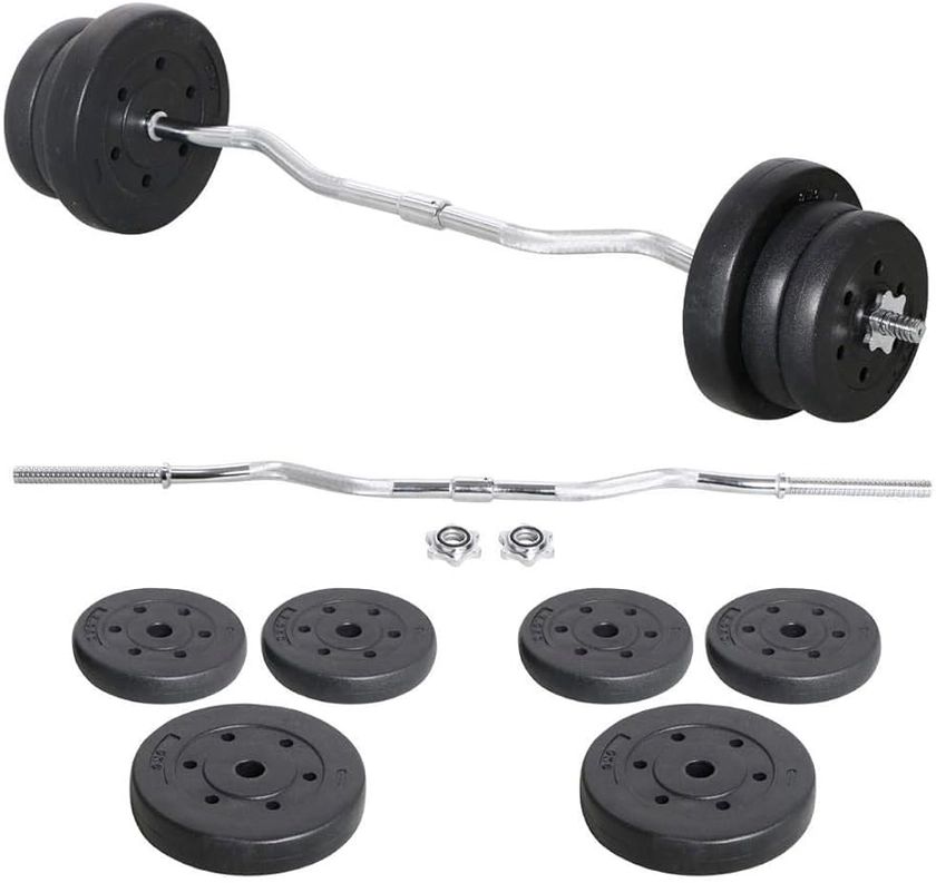 Yaheetech Barbell Weight Set 25KG Heavy Strength Training Bars Set Adjustable Dumbbell Weight Bar Home Gym Weight Lifting Training