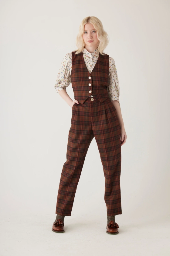 Diane Vest in Fireside  Plaid Wool