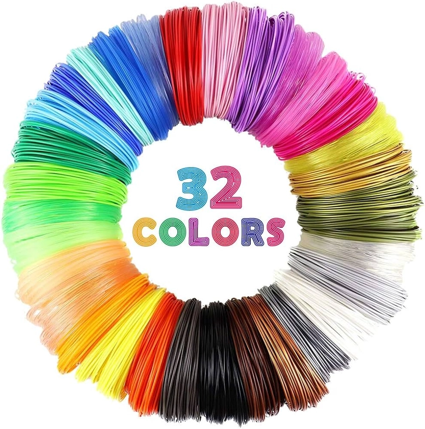 Amazon.com: MIKA3D 32 Colors 3D Pen PLA Filament Refills, Each Color 10 Feet, Total 320 feet, Pack with 4 Finger Caps : Industrial & Scientific