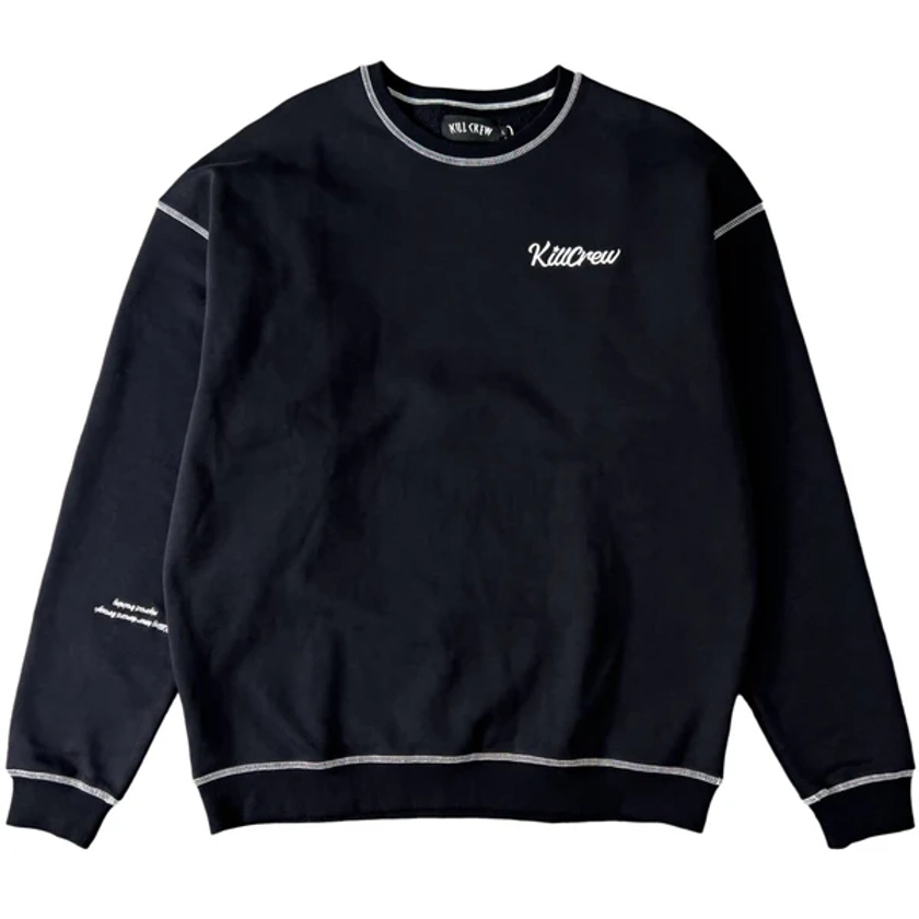 OVERSIZED LUX OUTSEAM CREW NECK - BLACK / WHITE