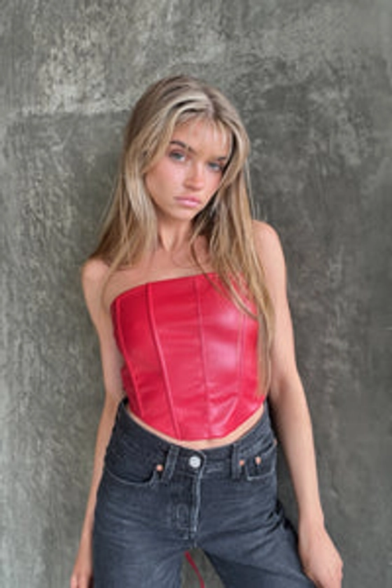 Harley Faux Leather Corset Top