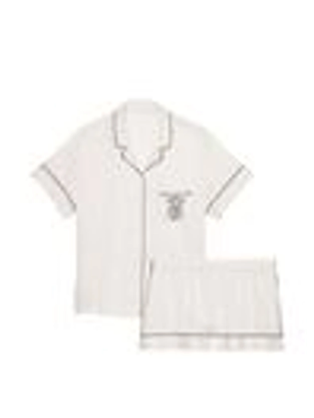 Coconut White Satin Short Pyjamas