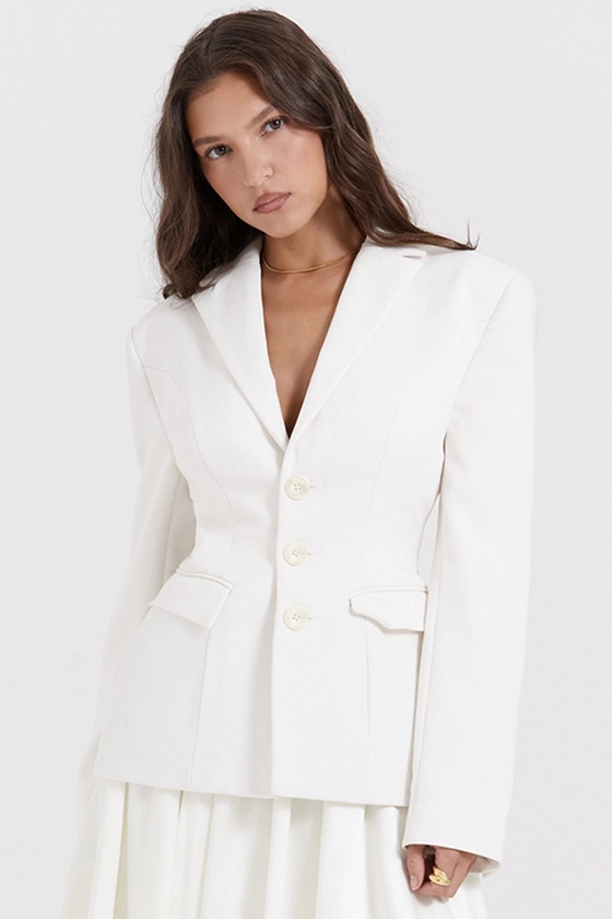 Clothing : Outerwear : 'Sariah' Ivory Extreme Tailored Blazer