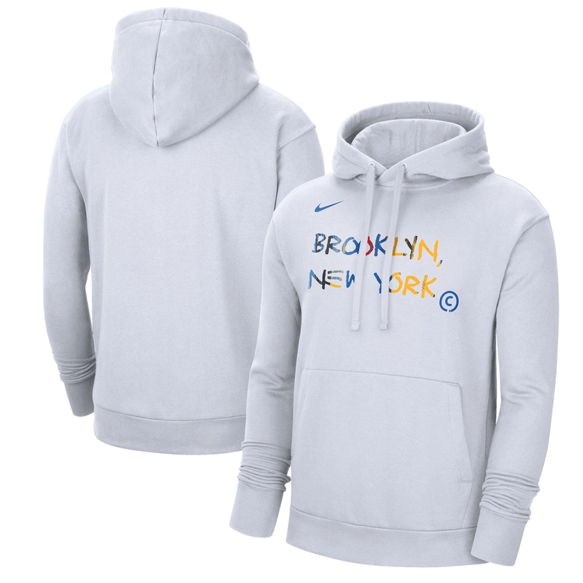 Men's Brooklyn Nets Nike White 2022/23 City Edition Essential Pullover Hoodie