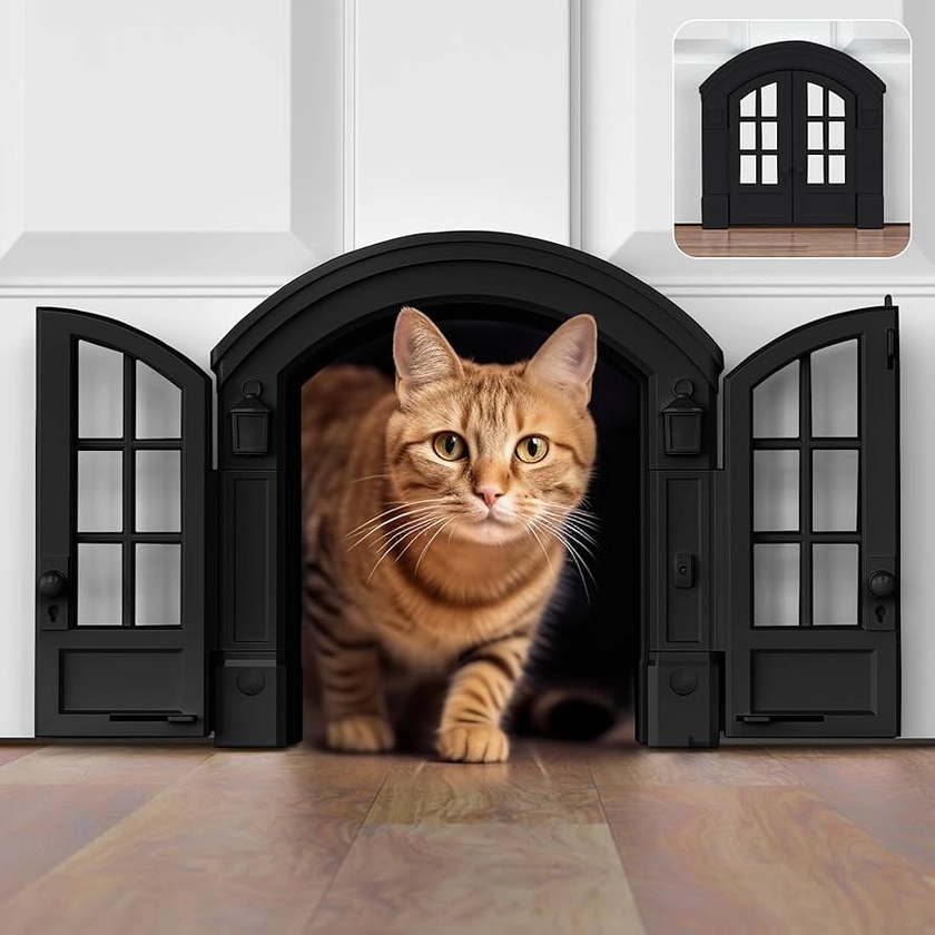 Purrfect Portal French Cat Door - Stylish No-Flap Cat Door Interior Door for Average-Sized Cats Up to 20 lbs, Easy DIY Setup, Secured Installation in Minutes, No Training Needed, 7.13 x 8.32” : Amazon.com.au: Pet Supplies