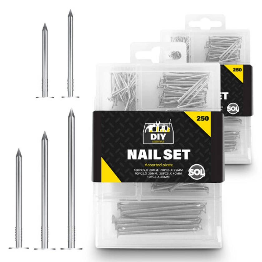 500 Assorted Flat Head Wood Nails Various DIY Carpentry Professional on OnBuy