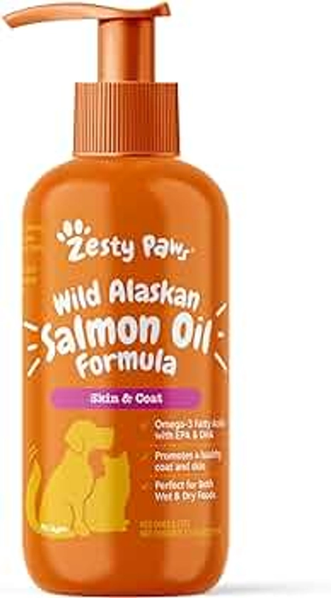 Wild Alaskan Salmon Oil for Dogs & Cats - Omega 3 Skin & Coat Support - Liquid Food Supplement for Pets - Natural EPA + DHA Fatty Acids for Joint Function, Immune & Heart Health 8.5oz