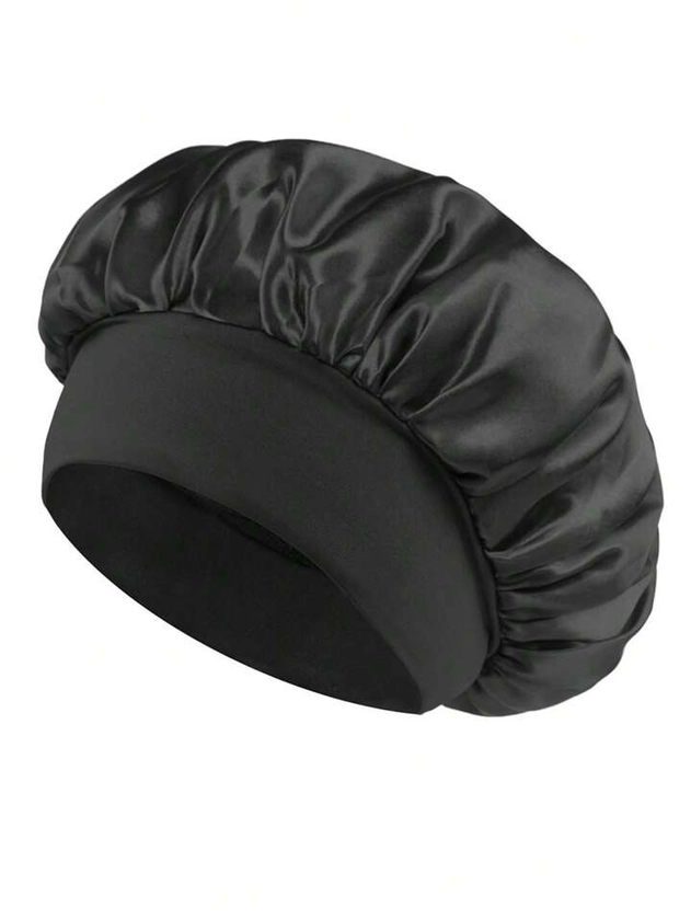 1pc Satin Wide Band High Elastic Headwear Sleeping Cap For Women Hair Care Silk Bonnet Satin Bonnet