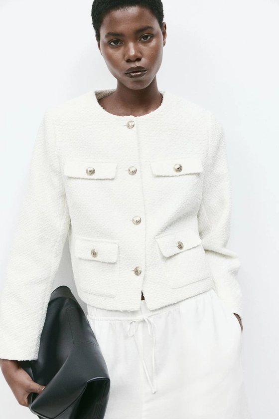 Veste en tissu texturé - Blanc - FEMME | H&M FR