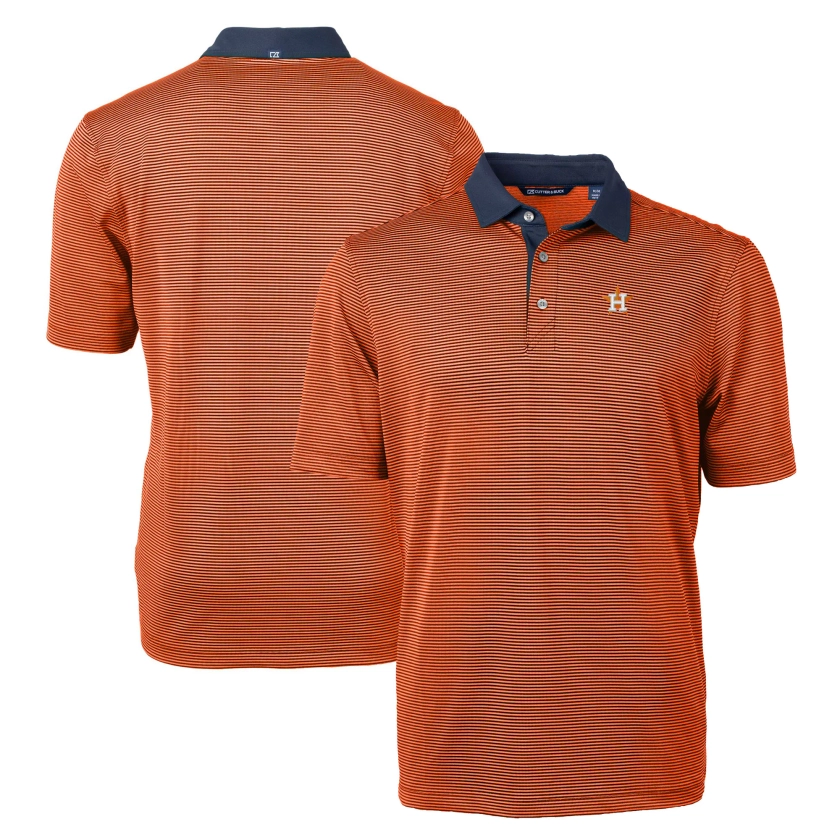 Men's Houston Astros Cutter & Buck Orange/Navy Virtue Eco Pique Micro Stripe Recycled Polo