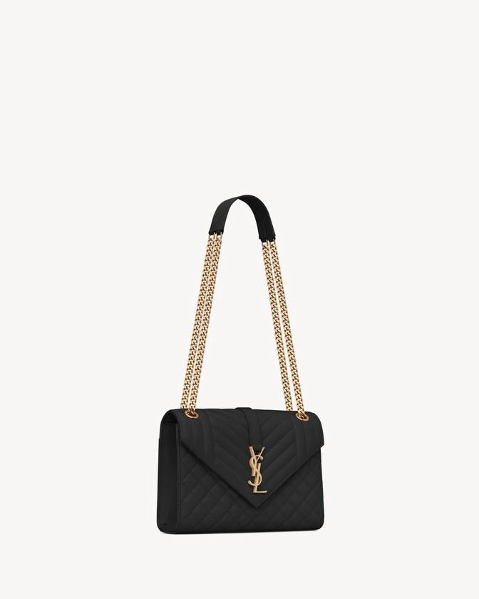 ENVELOPE MEDIUM IN QUILTED GRAIN DE POUDRE EMBOSSED LEATHER | Saint Laurent | YSL.com