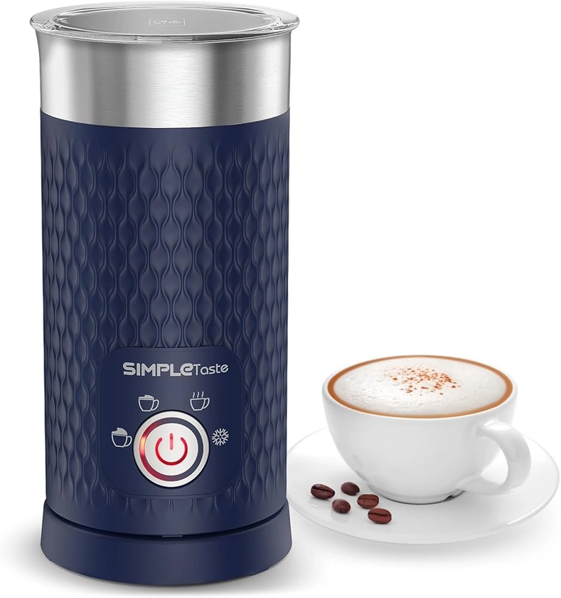 SIMPLETaste Mousseur à lait électrique 4 en 1, mousseur à lait automatique chaud et froid et chauffe-lait pour latte, cappuccinos, macchiato