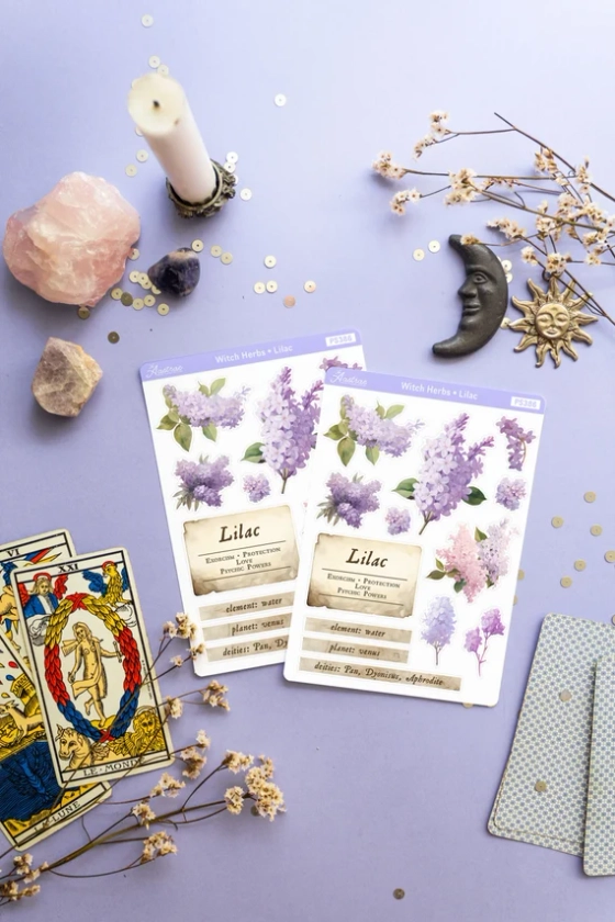 Lilac Flowers Stickers, Witch Herbs Stickers, Lilac Plant Magick Stickers, Witch Apothecary Labels for Herbal Magic, Herbology Stickers BoS