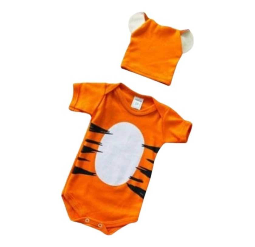 Body Infantil Personagem Temático Bebê - Tigrão Com Touca - R$ 35,83