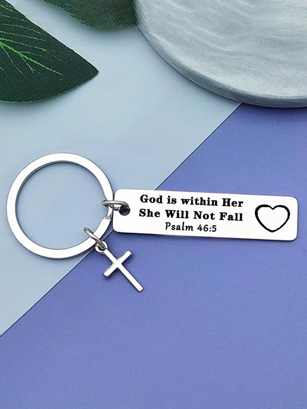 1pc Christian Keychain: A Perfect Gift for Any Believer - Bible Verse Cross Keychain Key Ring