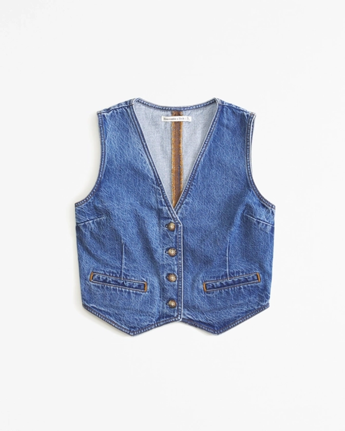 Women's The A&F Mara Denim Vest | Women's Tops | Abercrombie.com