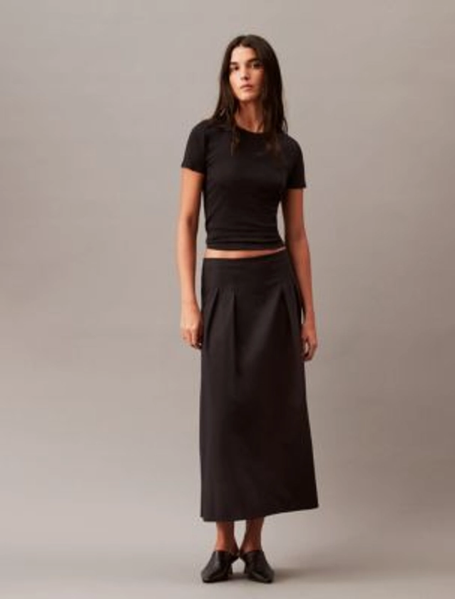 Stretch Poplin Long Skirt | Calvin Klein