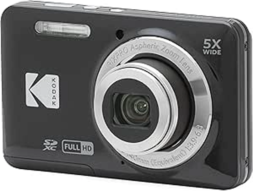 Amazon.com : KODAK PIXPRO FZ55-BK 16MP CMOS Sensor Digital Camera 5X Optical Zoom 28mm Wide Angle 1080P Full HD Video 2.7" LCD Vlogging Camera (Black) : Electronics