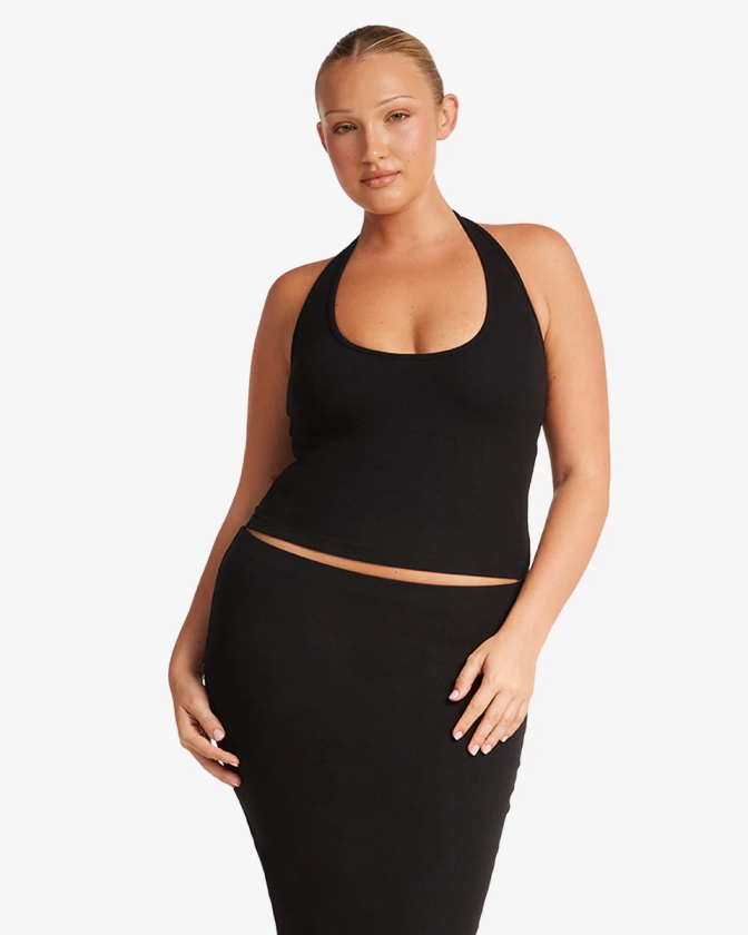 Rib Halter Tank | Black