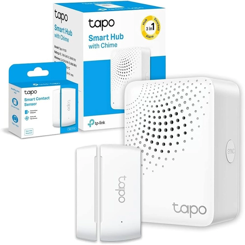 Tapo Détecteur de mouvement intelligent Tapo T110 avec Hub, pour la sécurité des fenêtres/portes, durée de vie de la batterie de 1 an et plus, notification d'application instantanée