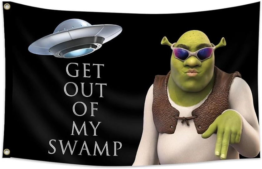 Get Out of My Swamp Meme Funny flag Wall Hanging for Bedroom College Dorm Home Decor…