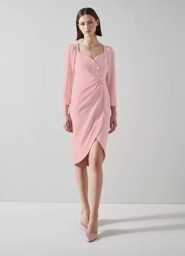 Nicola Pale Pink Recycled Crepe Asymmetric Dress
