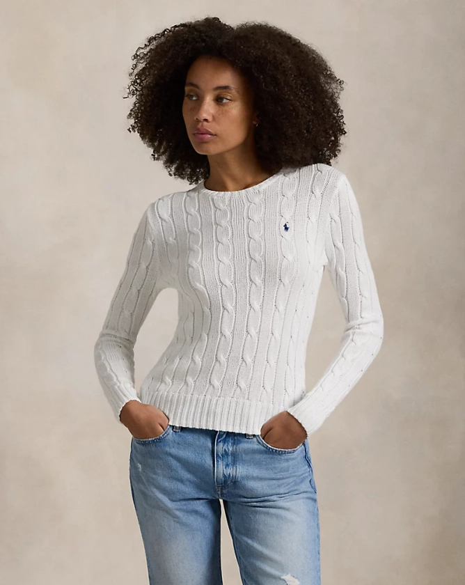 Pull torsadé à col rond en coton pour femme | Ralph Lauren® BE