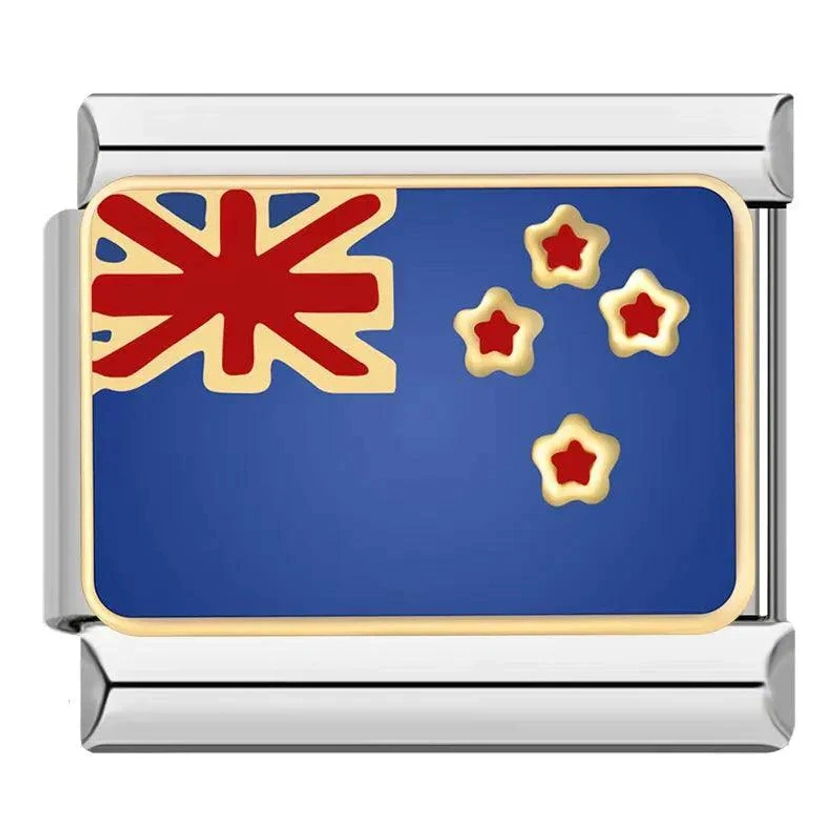 Australia Flag, on Silver