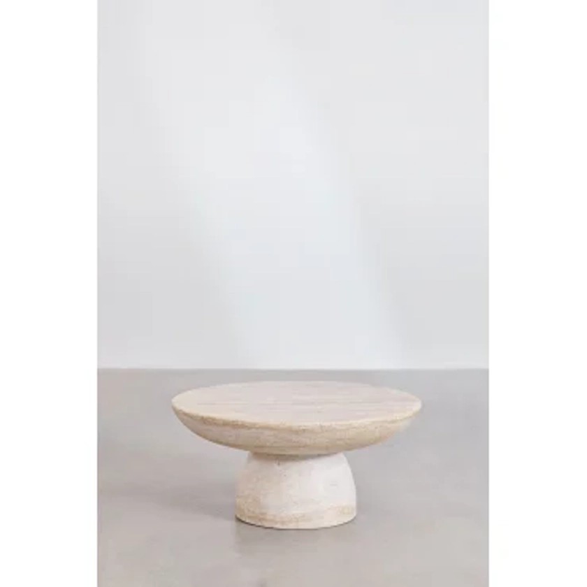 Table basse ronde en ciment aspect travertin (Ø70 cm) Ribeseya