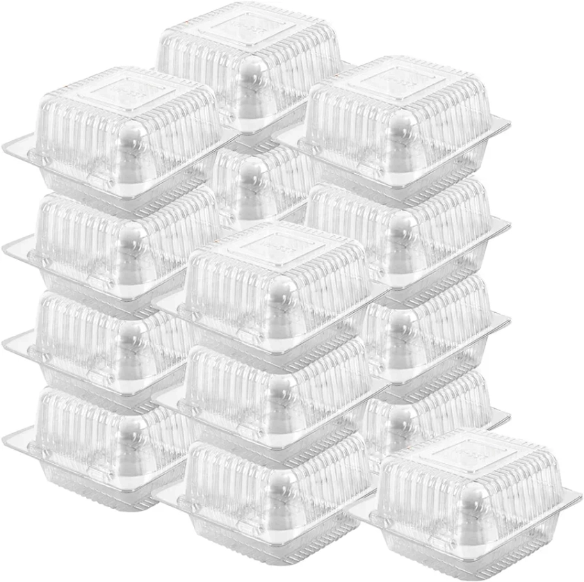 Axe Sickle 100 Count 5 x 5 inch Clear Plastic Hinged Take Out Containers Clamshell Takeout Tray Food Clamshell Containers for Dessert, Cakes, Cookies, Salads, Pasta, Sandwiches