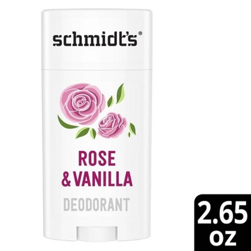 Schmidt's Rose + Vanilla Aluminum-Free Natural Deodorant Stick - 2.65oz