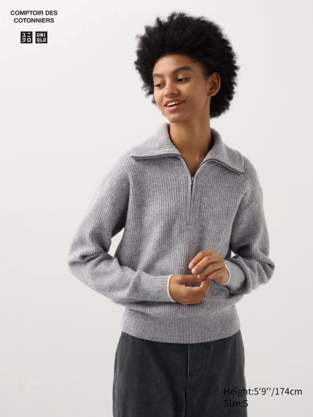 Pull en Laine Col Zippé pour Femme | UNIQLO FR