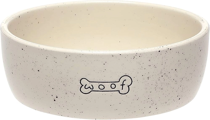 Amazon.com: Pearhead Woof Ceramic Dog Bowl, Holds 3 Cups, Medium Water and Food Dish, Microwave and Dishwasher Safe