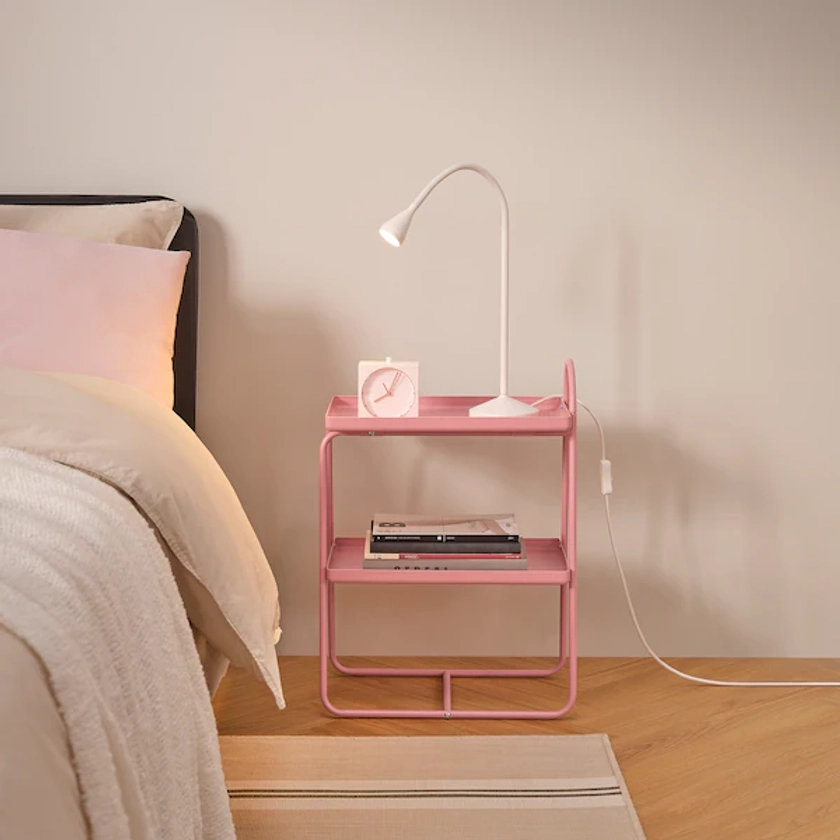 HATTÅSEN bedside table/shelf unit, pink - IKEA CA