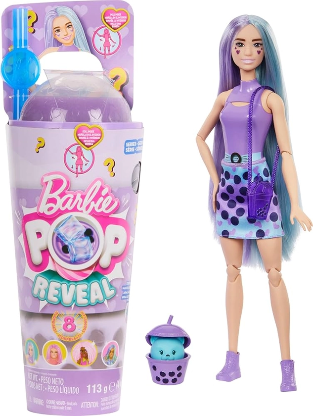 Barbie Pop Reveal Bubble Tea Series Doll & Accessories with Fashion Doll & Pet, 8 Surprises Include Color Change, Cup with Storage (Styles May Vary), HTJ19 : Amazon.co.uk: Toys & Games