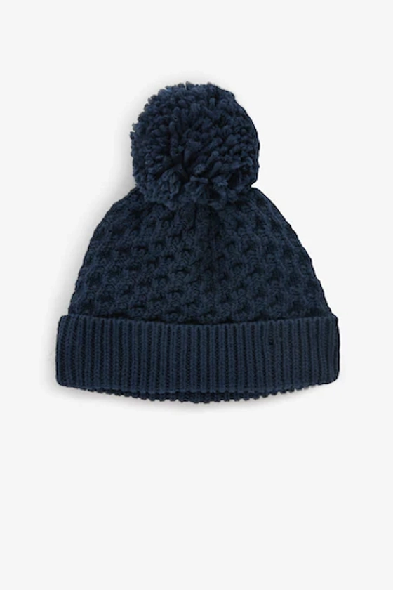 Buy Navy Blue Baby Waffle Pom Hat (0mths-2yrs) from the Next UK online shop