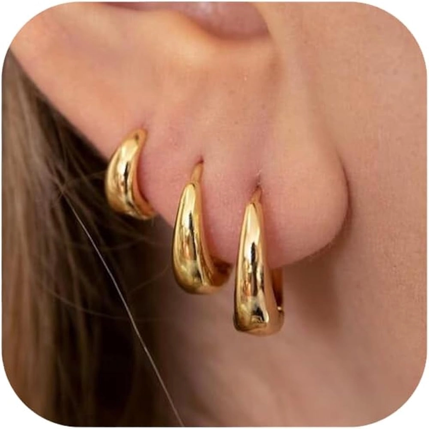 Hoop Earrings for Women 14K Gold Plated/Silver Hoops Simple Gold Knot Huggie Small Hoop Earrings Set Trendy Gold Hoops Everyday Wear Gold Earrings for Women Girls Jewelry