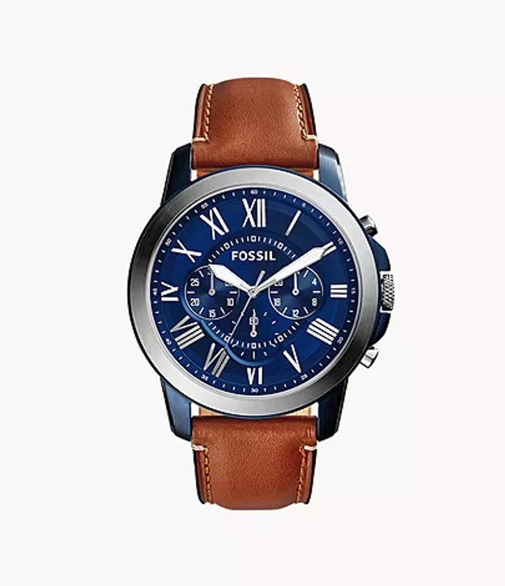 Montre Grant chronographe en cuir brun clair