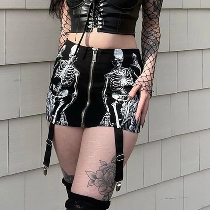 Skeleton gothic pencil skirt