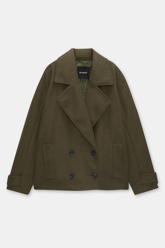 Manteau court en mélange de laine - pull&bear