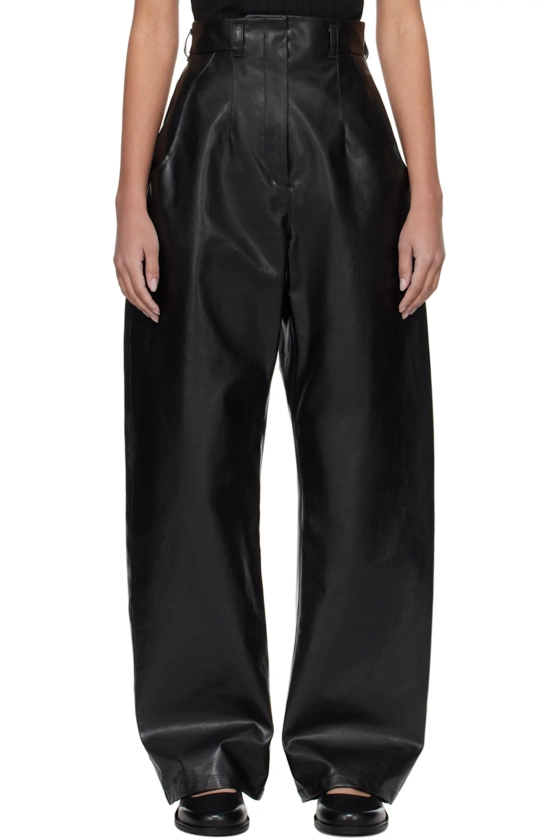 Black Coated Faux-Leather Trousers