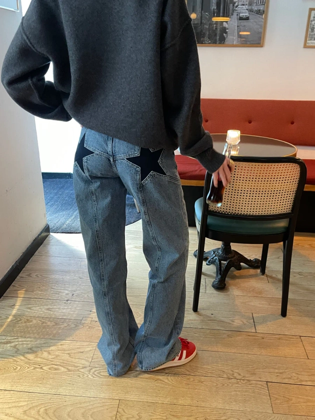 Star jeans with navy stars - light denim