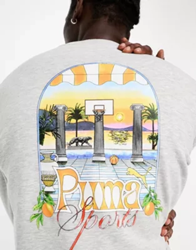 PUMA - Sweatshirt met zwembadprint op de achterkant in grijs