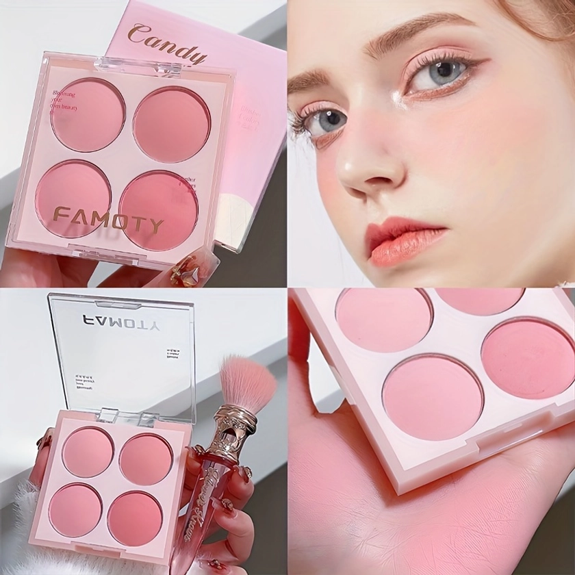 4-color Matte Blush Peach *, Purple, And Apricot Blush Powder For All Skin Tones, Korean-style Low-saturation Soft Mist Blush, Can Brighten And Enh