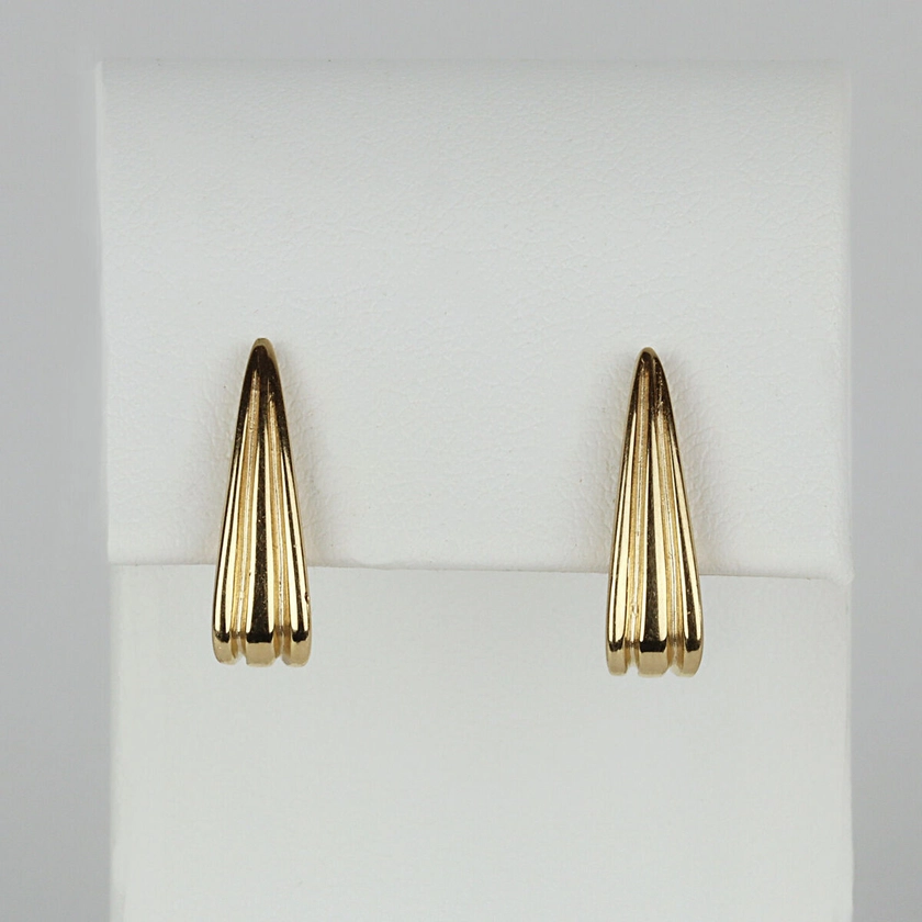 Pretty Carla 14k Yellow Gold Womens Drop Half Hoop Stud Earrings