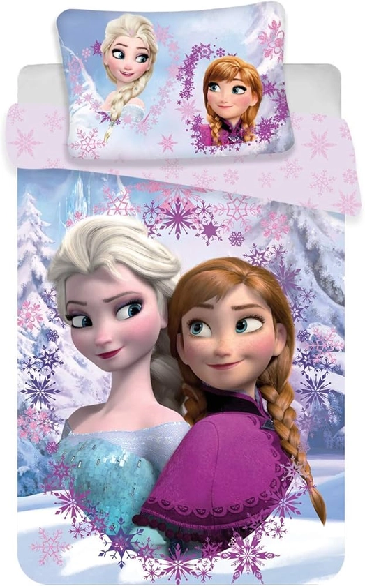 Disney Frozen Anna Elsa Lenzuola Copripiumino Set Letto Singolo e Federa 140x200 Cotone Originale Biancheria da Letto