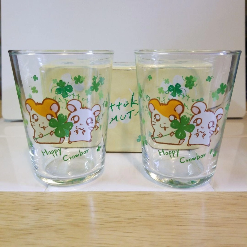 NEW Tottoko Hamtaro Glass Cup Mini Tumbler Set Of 2 Glassware F/S Japan