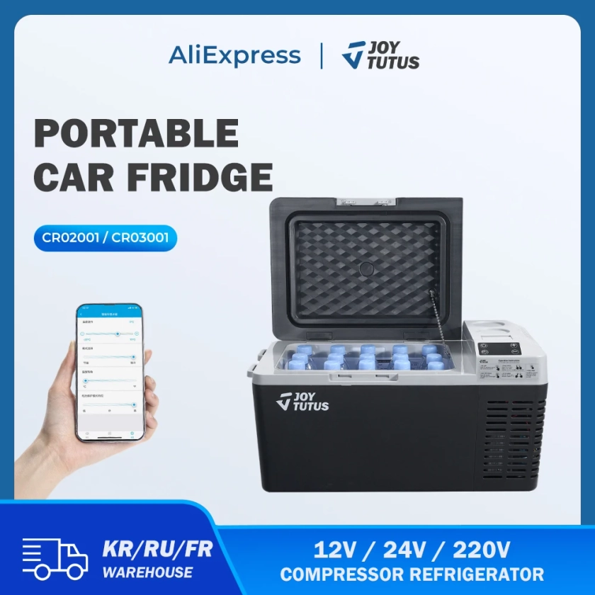 Joytutus-Mini réfrigérateur de voiture portable, petit refroidisseur 12 V, contrôle du congélateur pour le camping et la maison, compresseur, 20L, 29L