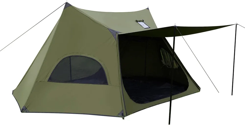 TENPLAY 210gsm TC Canvas Shelter,Waterproof 500mm,Camping Tent,1-2Person Backpacking Tent,Double Door&Window,Stove Jack,Fire-Retardant&Windproof,Portable,Easy Setup,4Season for Family Camping,Hiking.